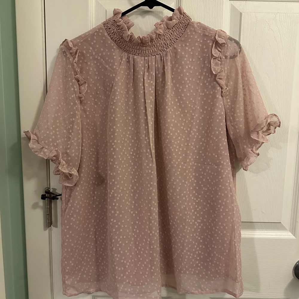 Women's Pink Ruffle Blouse
